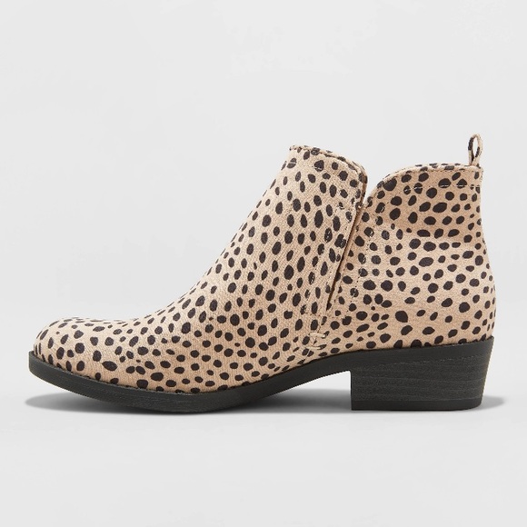Leopard Ankle Booties Microsuede Animal Print Shoe - Picture 2 of 3